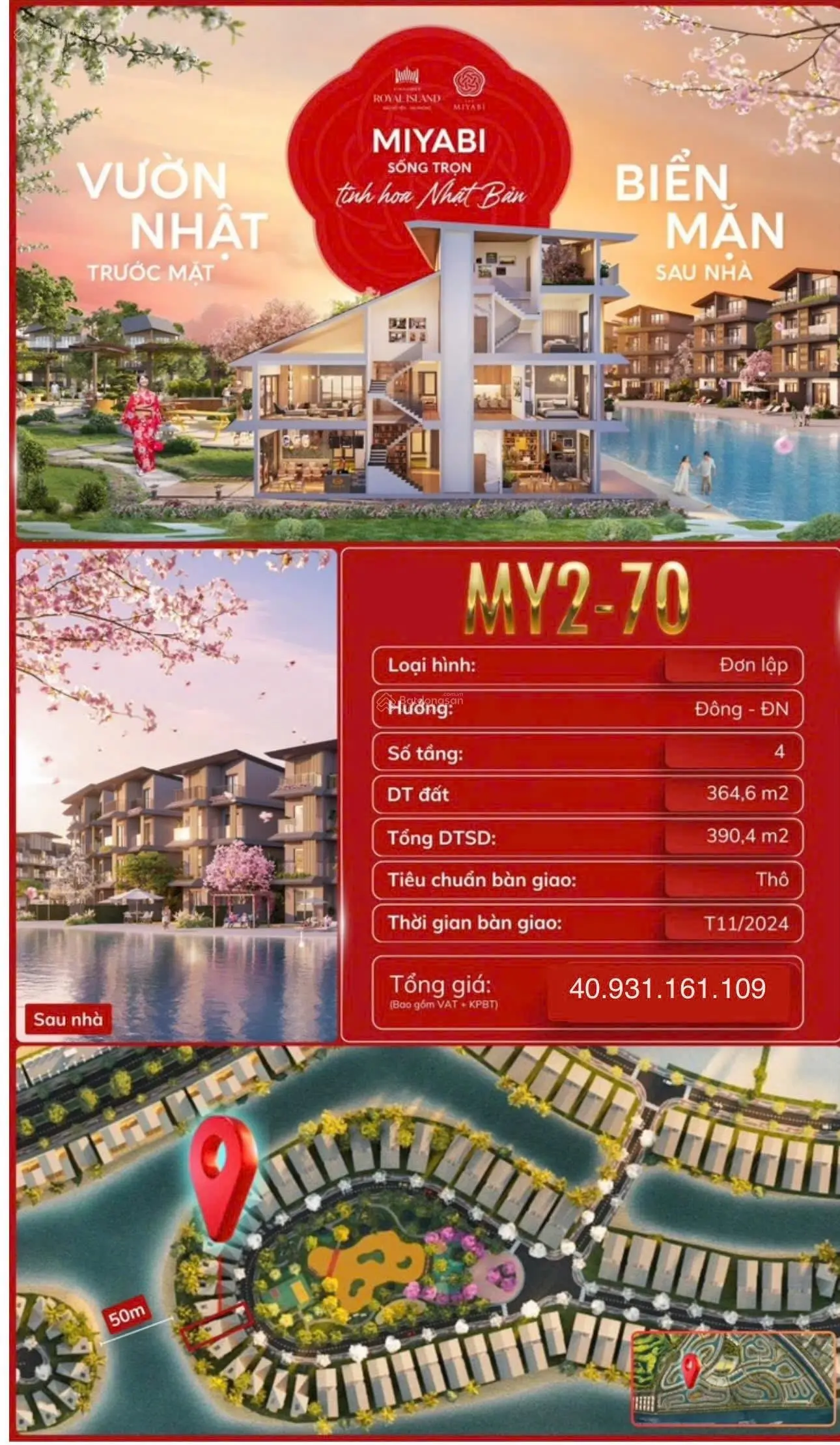 Bán biệt thự đơn lập MY 2-70 tinh hoa Nhật 364,6m2 Vinhomes Vũ Yên giá 38,69 tỷ