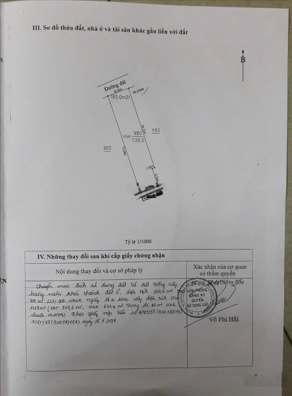 Cần bán đất nhà xưởng tổng diện tích 1150m2. Có thổ cư 550m2. Đã xây dựng xưởng 550m2 giá bán 15 tỷ