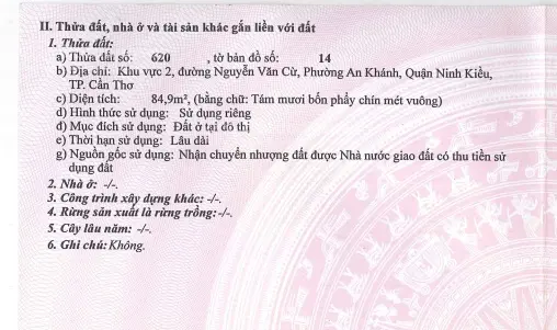 Thông báo bán đấu giá tài sản MSB-An Khánh, Ninh Kiều, Cần Thơ