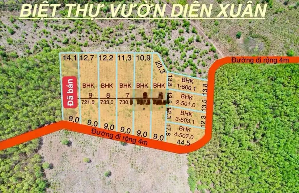 Bán lô đất vườn 500m2 Diên Xuân.Giá rẻ nhất thị trường chỉ 150Triệu/lô