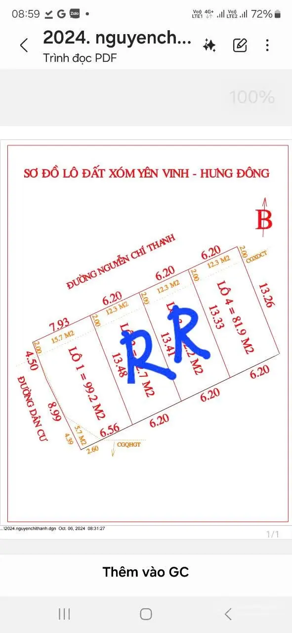 HÀNG HIẾM TẠI Đường Nguyễn Chí Thanh, 1,94 tỷ VND, 81.9-99m2, đất đẹp ở Vinh, Nghệ An