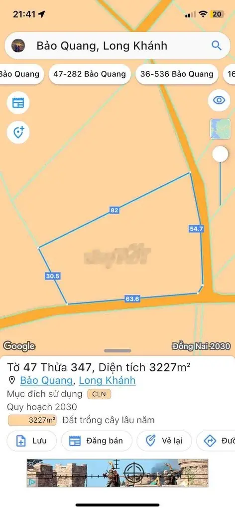 Bán đất giá 5,3 tỷ, diện tích 3227 m2, tại Long Khánh, Đồng Nai