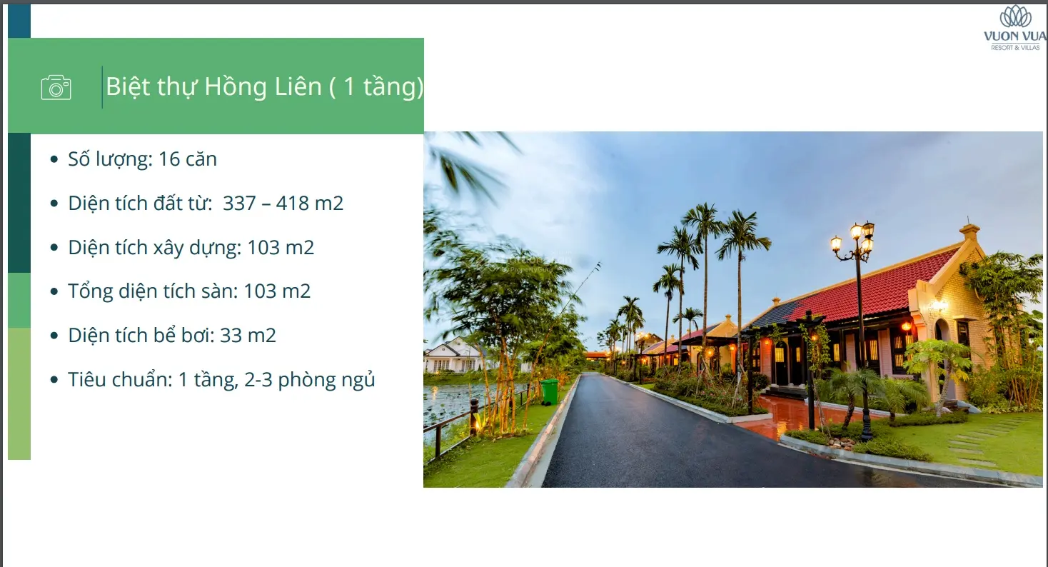 Bán Biệt thự Hồng Liên Vườn Vua Resort, view đầm sen Bạch Thủy, vườn thượng uyển 40 tiện ích, có sổ