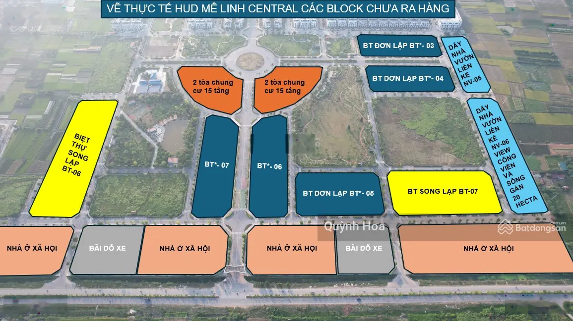 Quỹ căn liền kề, biệt thự song lập ra hàng cuối cùng đóng tiền 30% tiến độ tại HUD Mê Linh Central