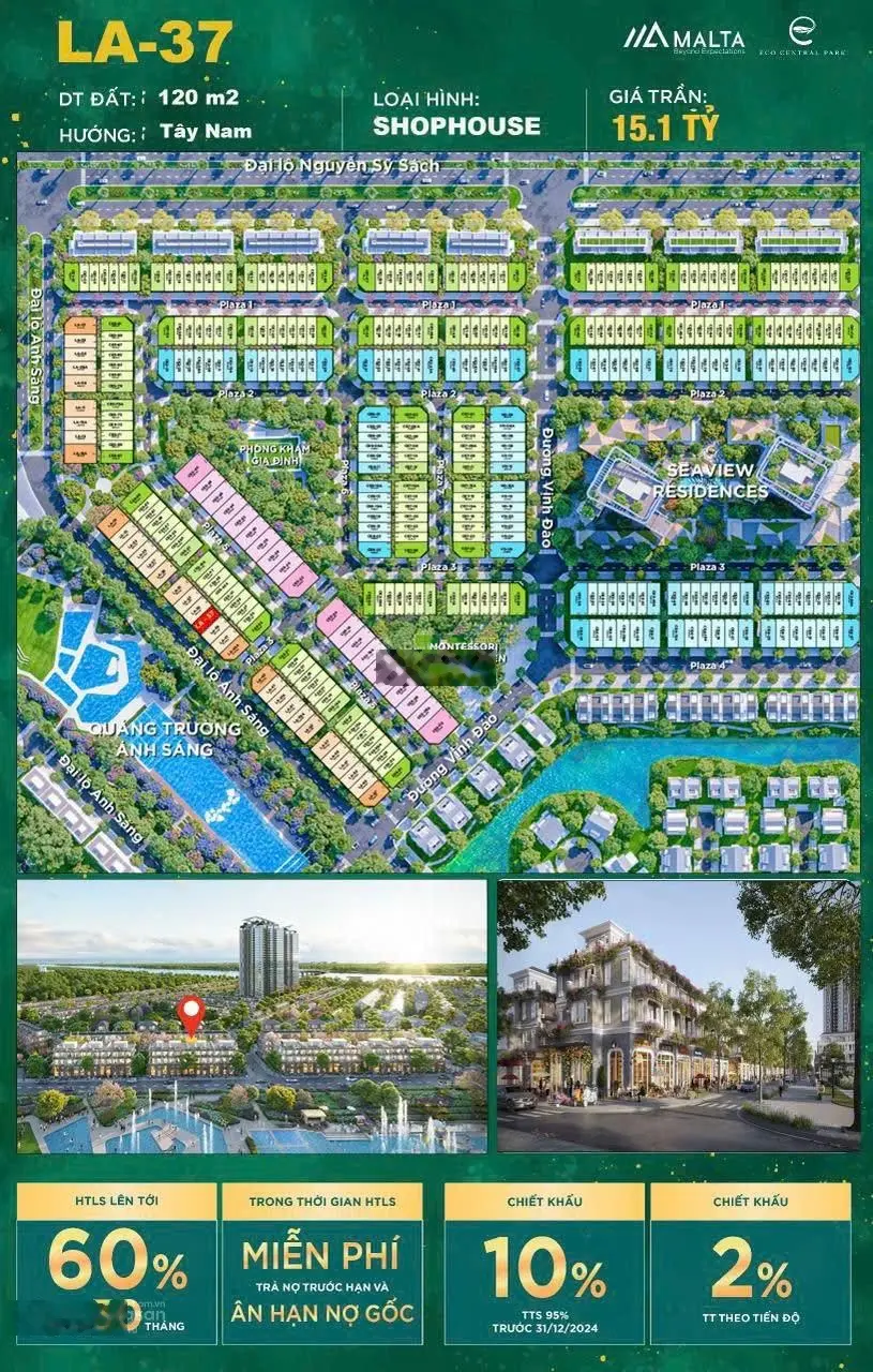 Shophouse đại lộ ánh sáng - hàng hữu hạn tại Central Plaza Ecopark Vinh