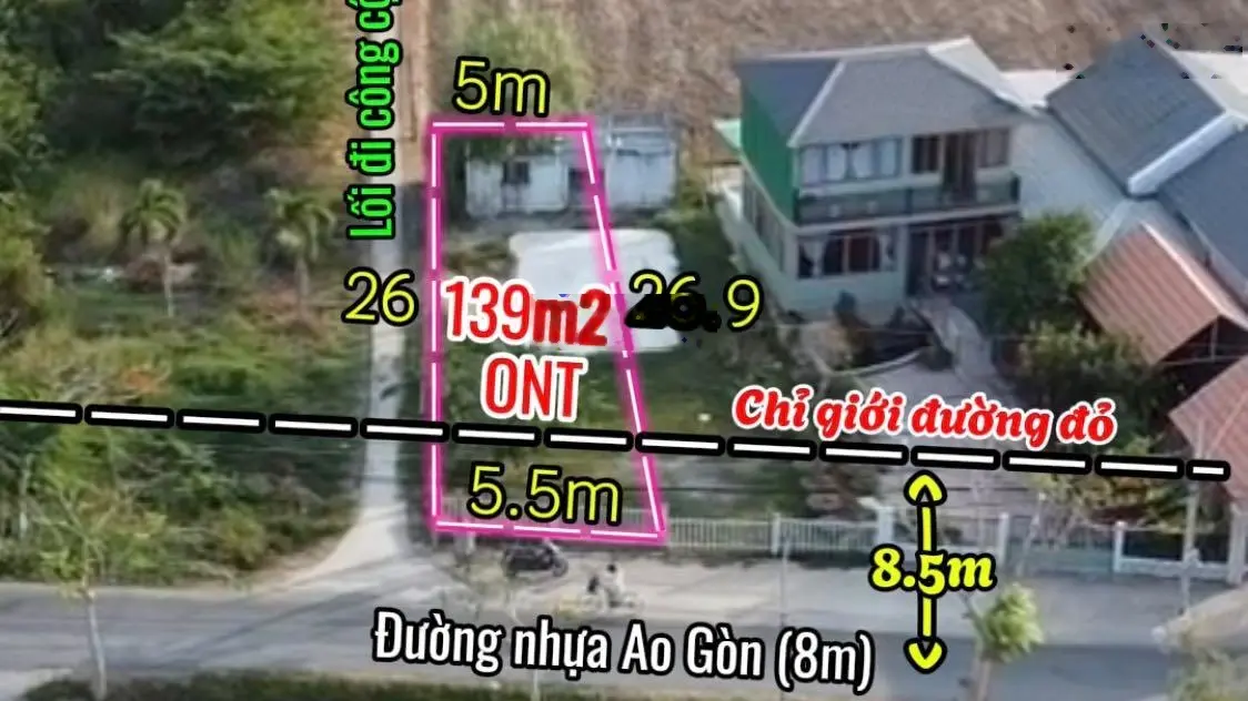 139m2 (5.5x26.5) mặt đường Ao Gòn Tân Lân Cần Đước giá 1.35 tỷ