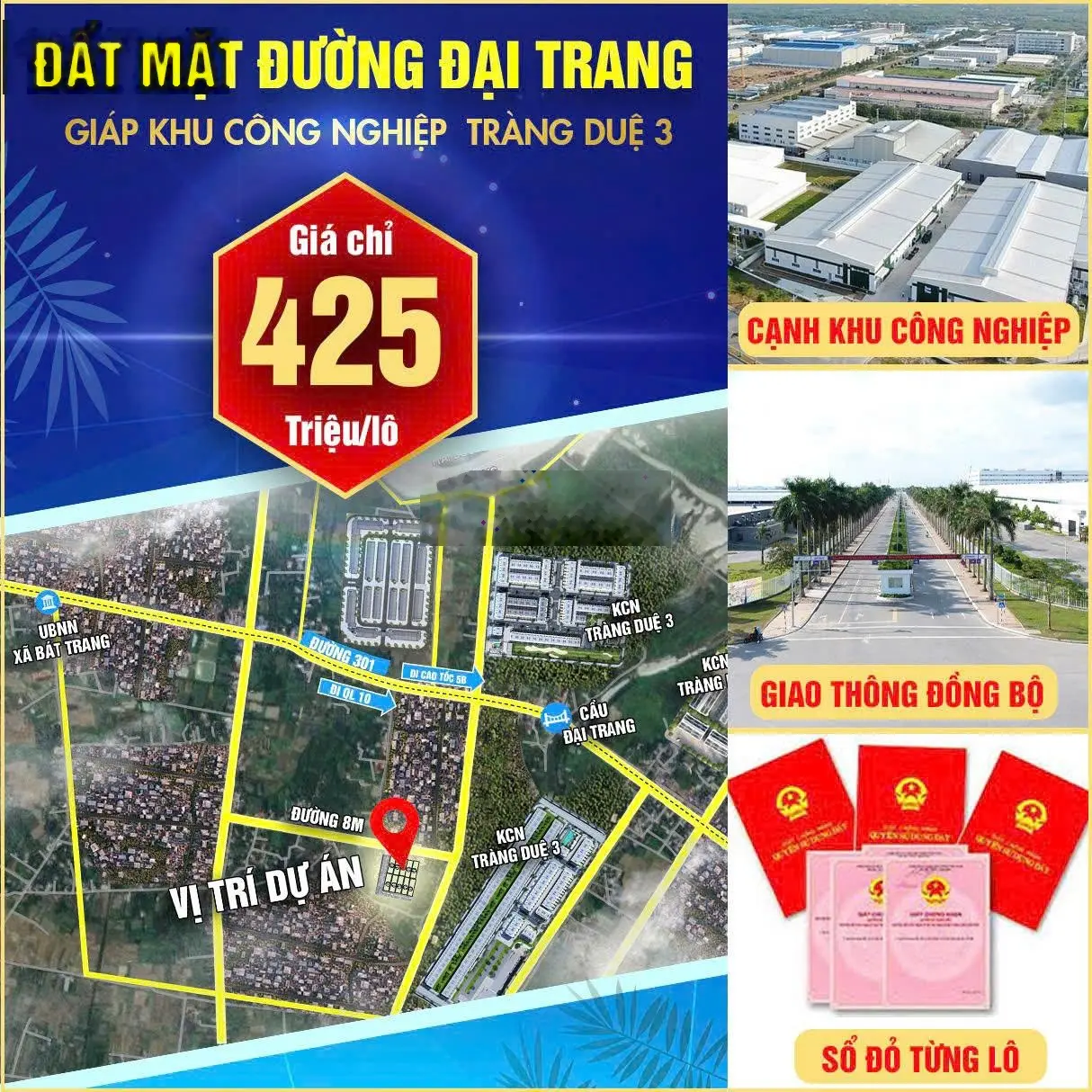 Mở Bán 10 lô siêu phẩm đẹp đường nhựa 9M tại bát trang Đại trang An Lão giá từ 425tr đến 790tr