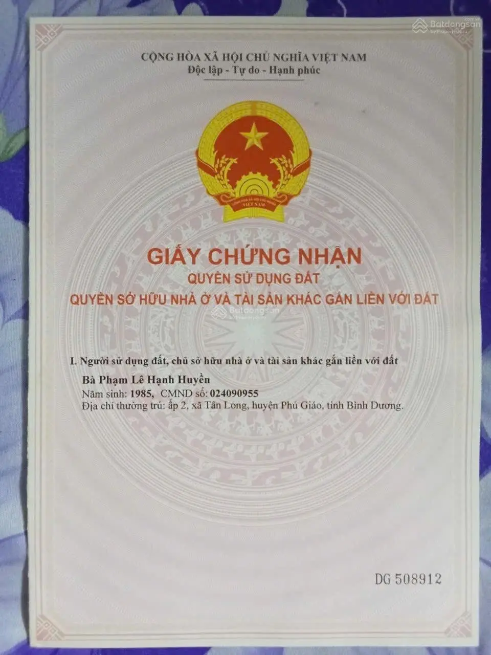 Bán đất huyện Phú Giáo Bình Dương diện 156m2, có sổ hồng, giá rẻ 800 triệu còn thương lượng