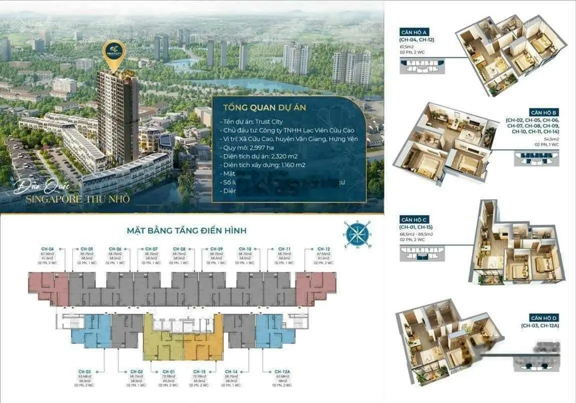 Hàng hiếm tại Trust City Văn Giang, 2,6 tỷ VND, 58,5m2, 2PN, 2VS