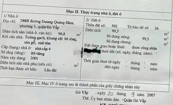 Bán nhà mặt tiền đường đẹp 288 DƯƠNG QUẢNG HÀM P5 Gò Vấp