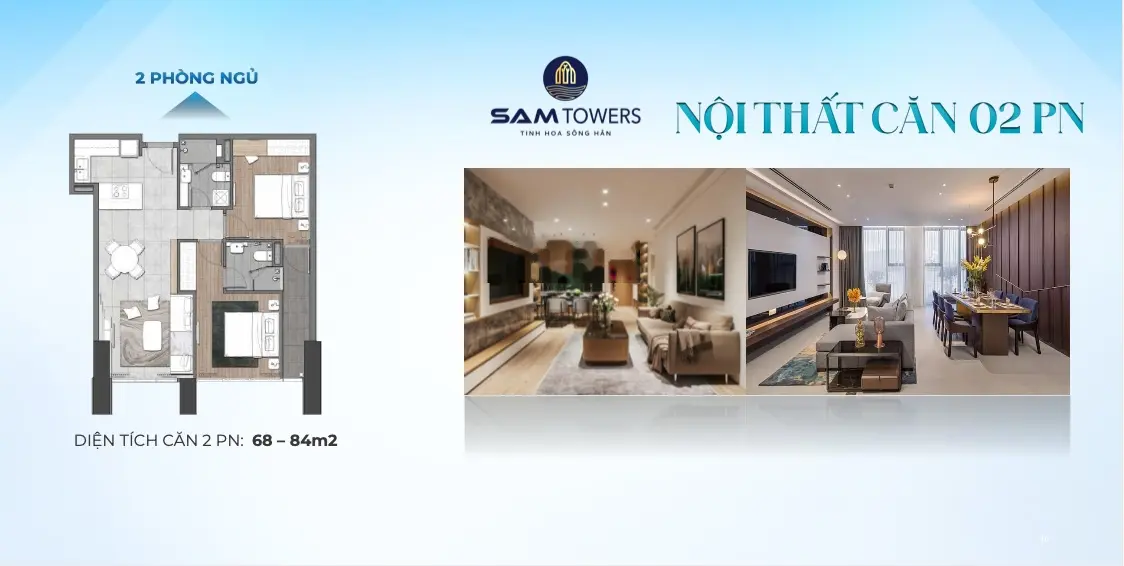 Độc quyền duy nhất căn 2PN, 68m2 SAM Towers chỉ 4,6 tỷ view sông, biển, cầu, nhận nhà ngay