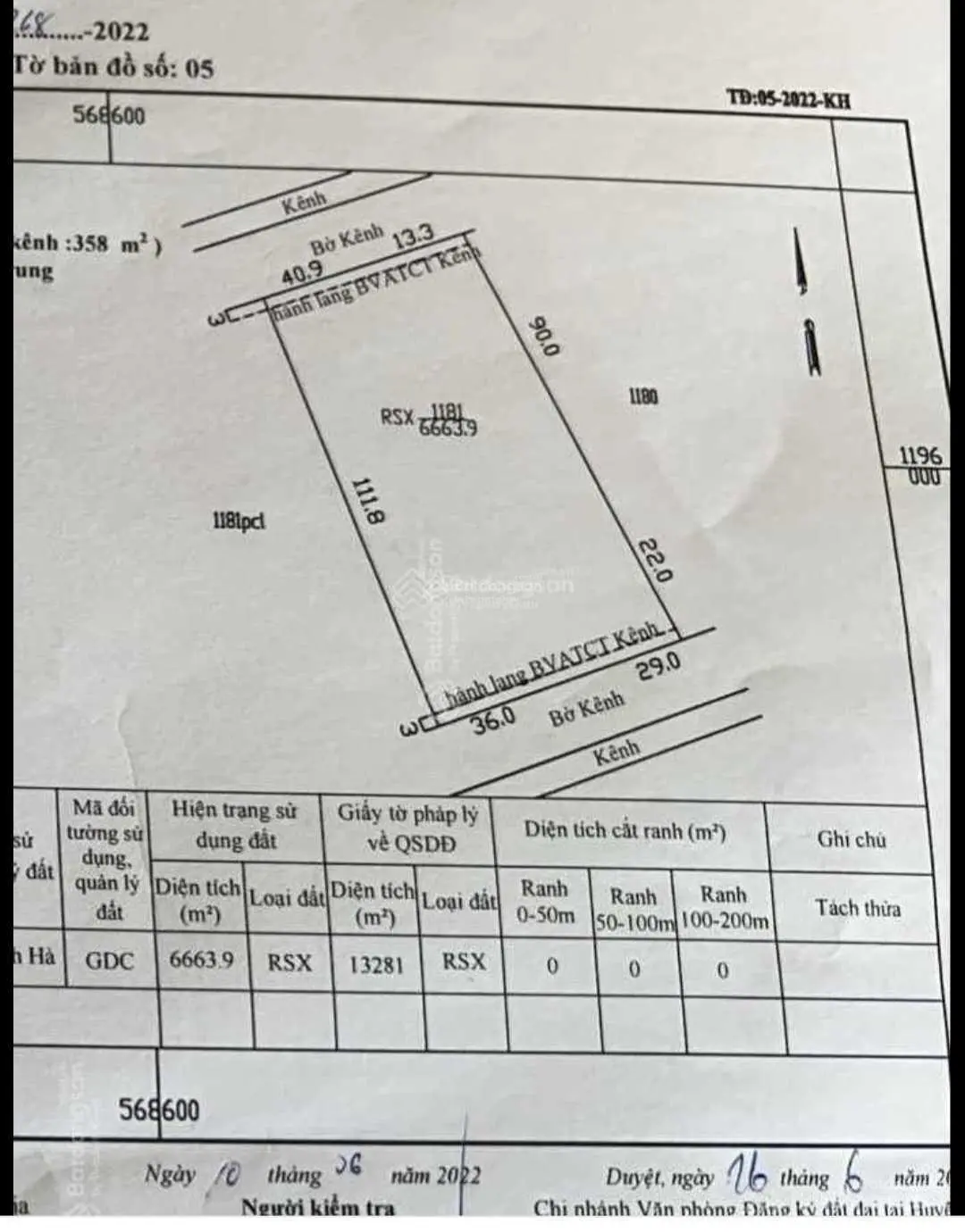 Đất bán 2 mặt tiền kênh tại xã Mỹ Quý Tây, Đức Huệ, Long An, DT: 6,700m2