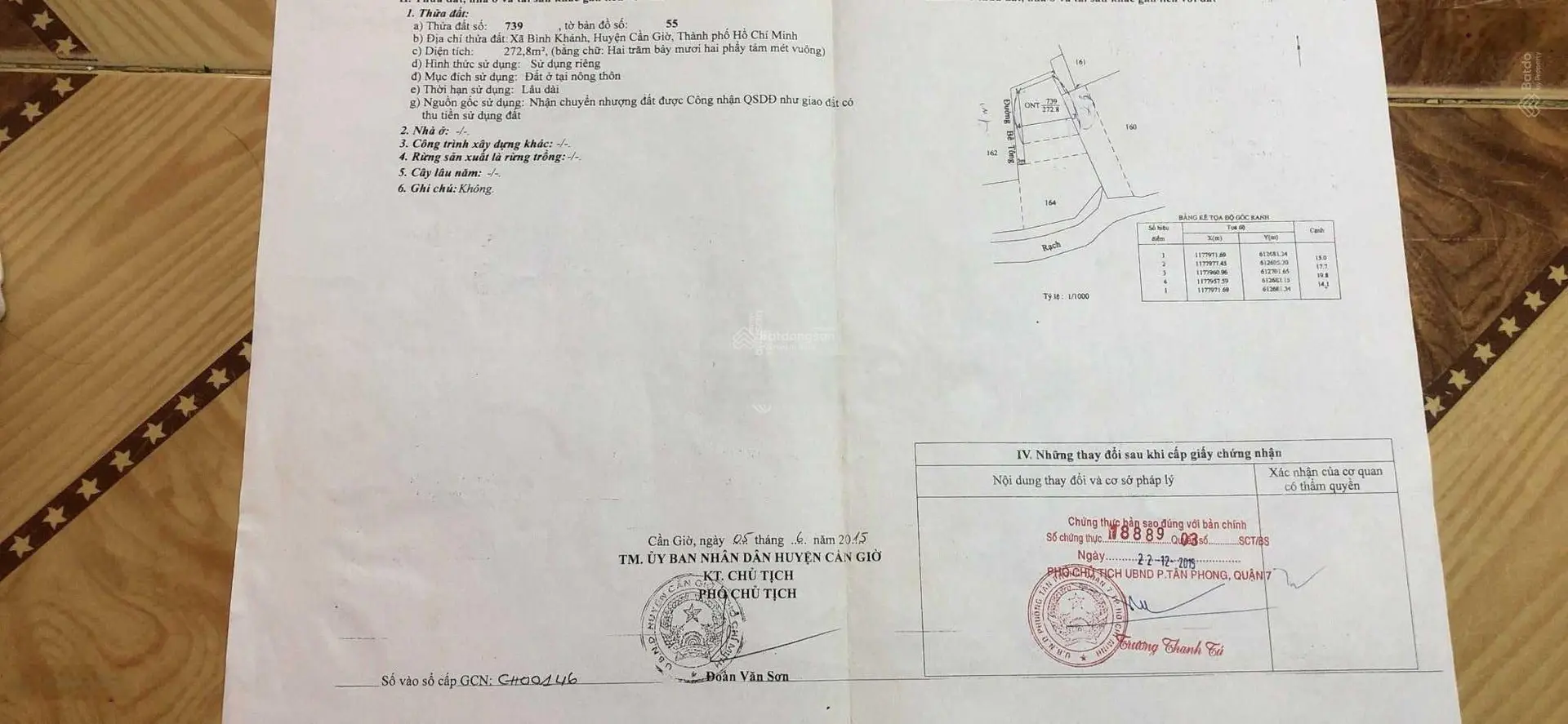 Bán gấp lô đất full thổ cư đường ô tô Xã Bình Khánh Huyện Cần Giờ TPHCM giá rẻ