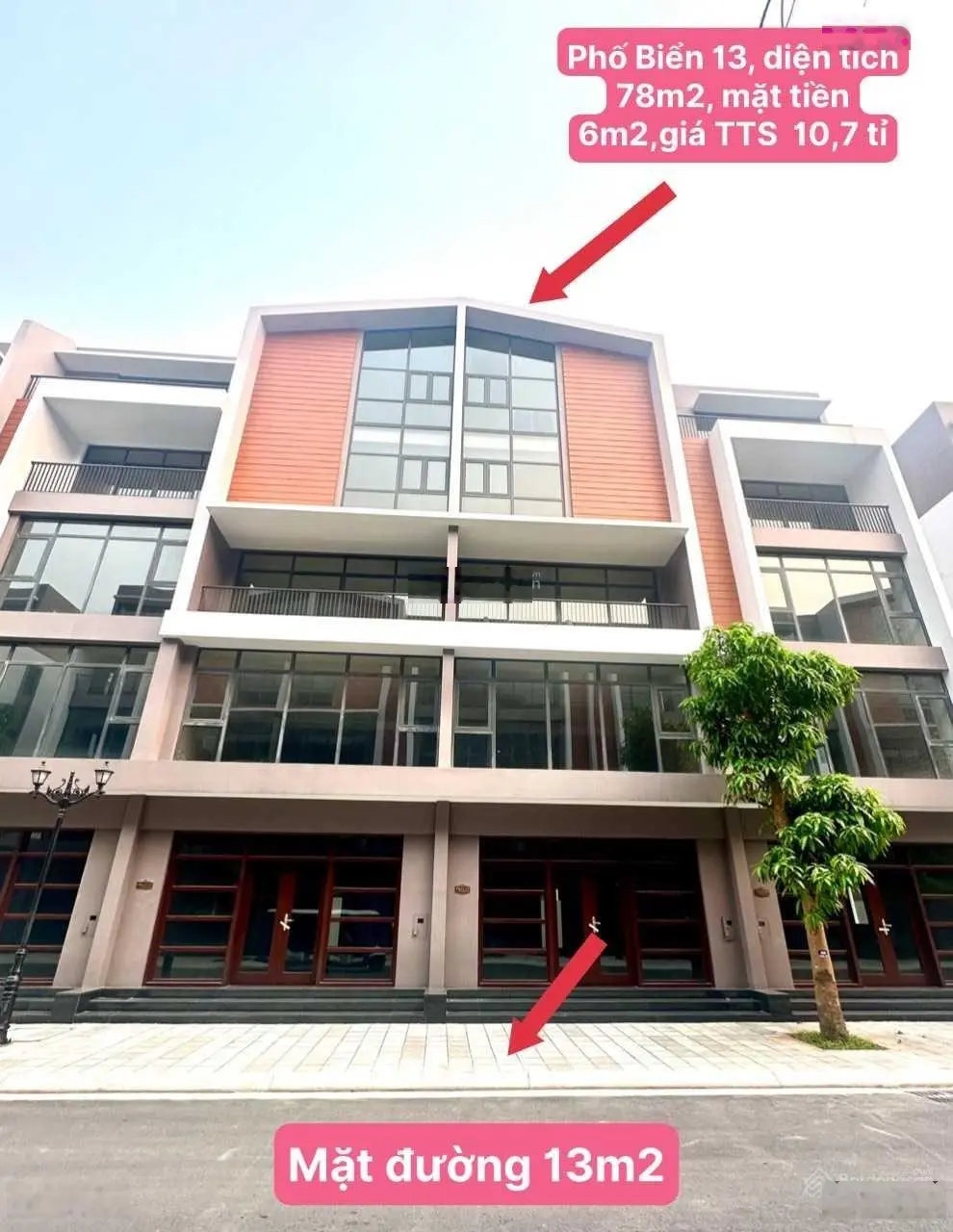 Duy nhất căn shophouse mặt tiền 6m2, khu Phố Biển 13 Vin3. Thông thẳng ra Biển, và cụm chung cư