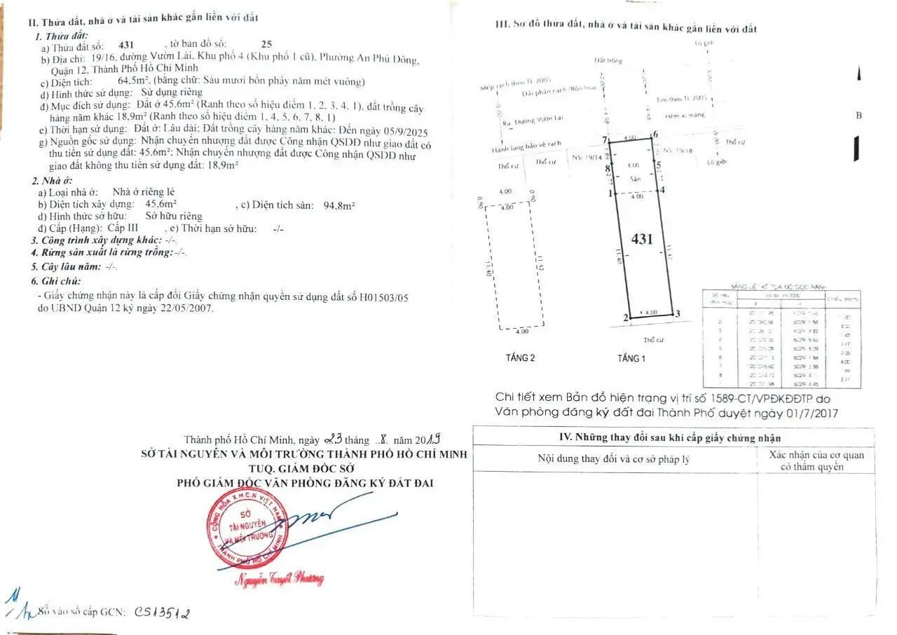 Chính chủ cần bán nhà hẻm 19 Vườn Lài, An Phú Đông, Quận 12 ngay trường mầm non Thiên Tài Nhí