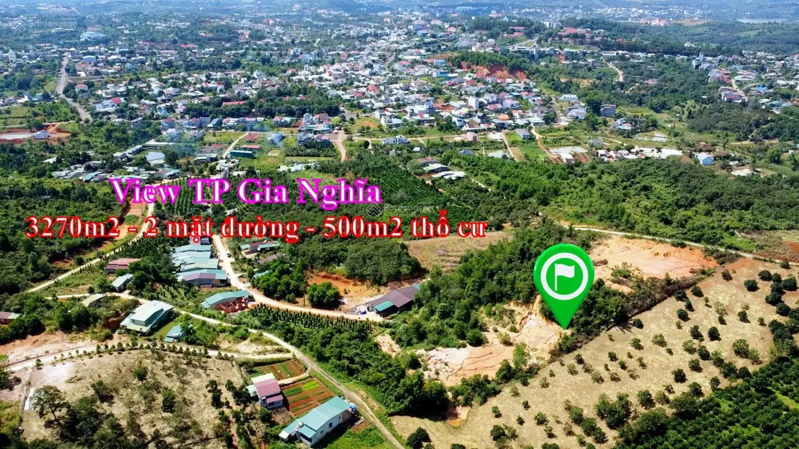 Bán đất Gia Nghĩa, giá thấp 50% thị trường, 3270m2, 2 mặt đường, 500m2 thổ cư, view TP Gia Nghĩa