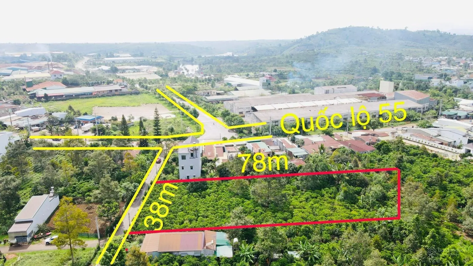 2939m2 (38x78m) có 300m2 thổ cư, 38m mặt đường nhựa tại Phường Lộc Sơn - Bảo Lộc chỉ 7,6 tỷ