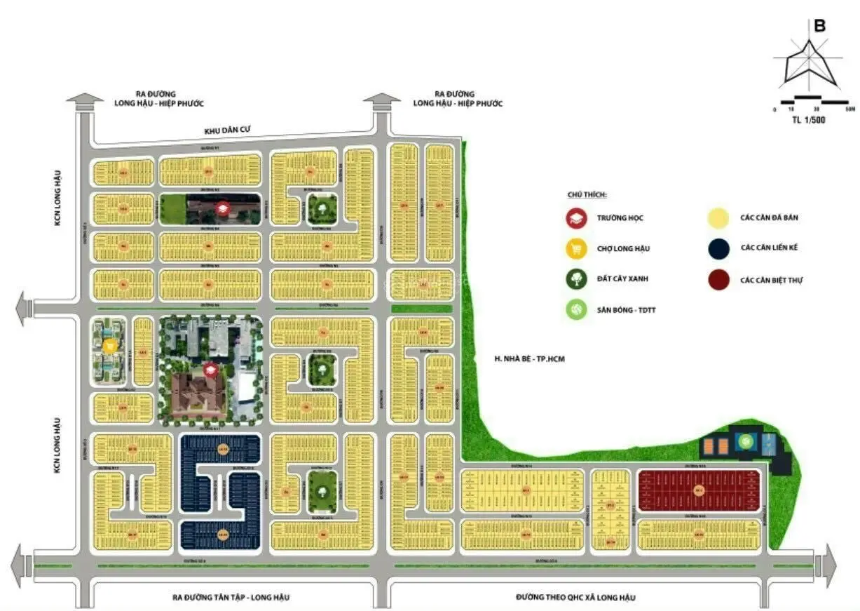 Cần bán lô đất đường N5 KDC Long Hậu Nam Sài Gòn, DT: 5m x 20m, hướng Bắc. Giá 2 tỷ 750tr.