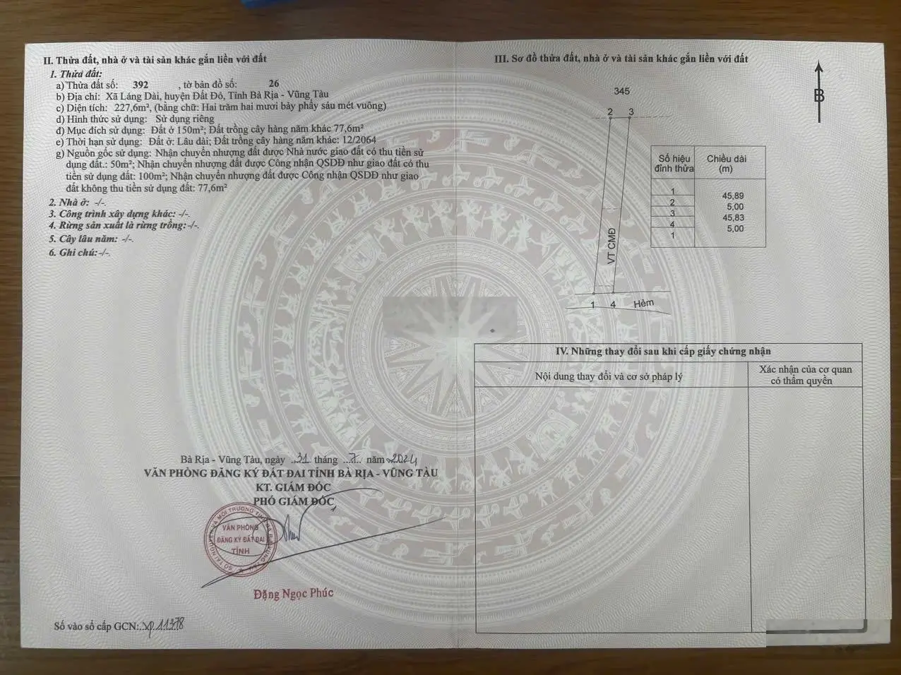 Ngợp dữ luôn - Chỉ 690 triệu sở hữu 5x46m= 230m2, có sẵn 150m2 thổ cư luôn ạ - Láng Dài, Đất Đỏ