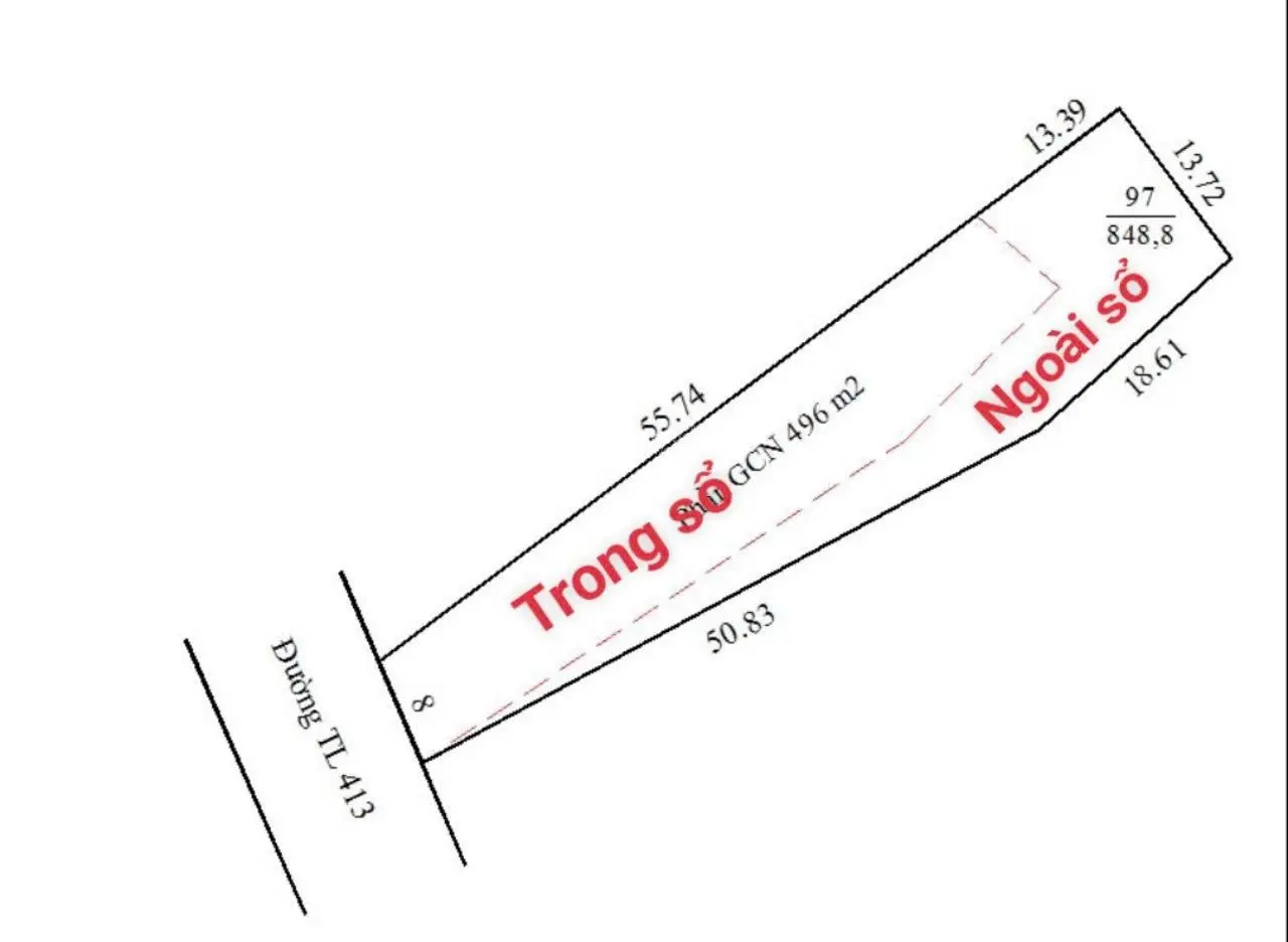 Chỉ 2,35tỷ sở hữu ngay sổ đỏ 848m2, lô đất có 8m mặt đường tỉnh lộ 413 tại Sơn Đà, Ba Vì, Hà Nội