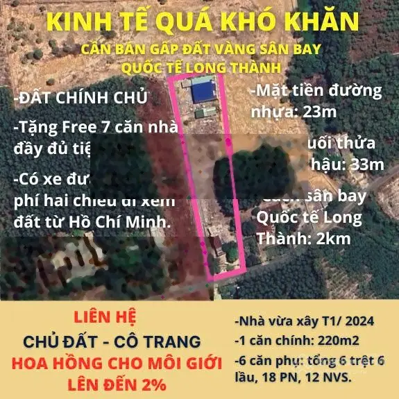 Kinh tế quá khó khăn - Cần bán gấp đất vàng cửa ngõ sân bay quốc tế Long Thành