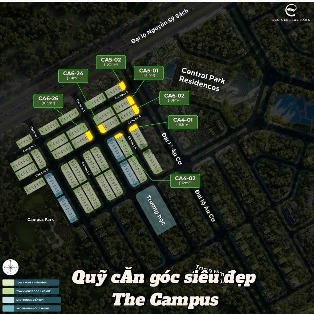 Bán lô góc độc quyền giỏ hàng phân khu campus dự án Ecopark Vinh