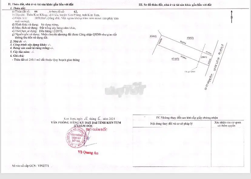 14m mặt tiền đường Quốc lộ 24, nằm trong quy hoạch đất ở