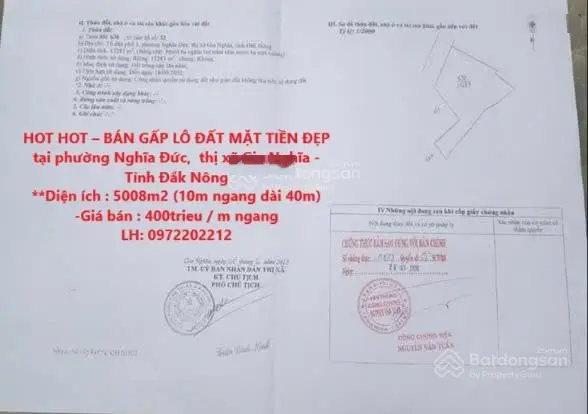 HOT HOT BÁN GẤP LÔ ĐẤT MẶT TIỀN ĐẸP tại phường Nghĩa Đức, thị xã Gia Nghĩa - Tỉnh Đắk Nông