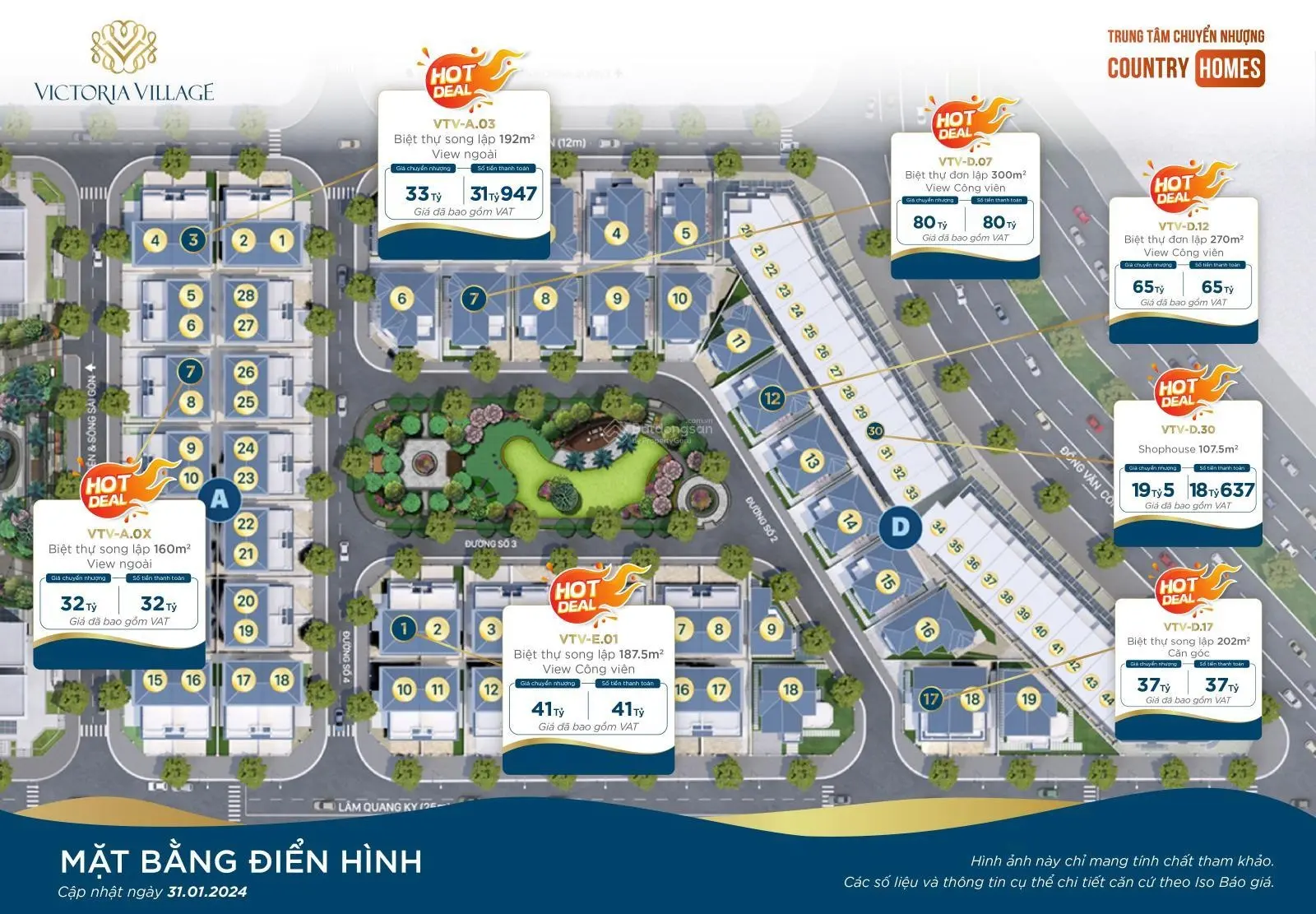 Bán biệt thự Victoria Village Quận 2 giá chỉ từ 31 tỷ sổ hồng