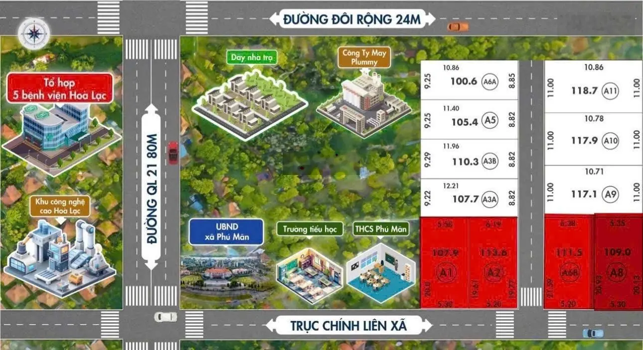 Bán đất tại Phú Mãn, Quốc Oai, Hà Nội giá cực chất 2,88 tỷ vnd, diện tích 80m2