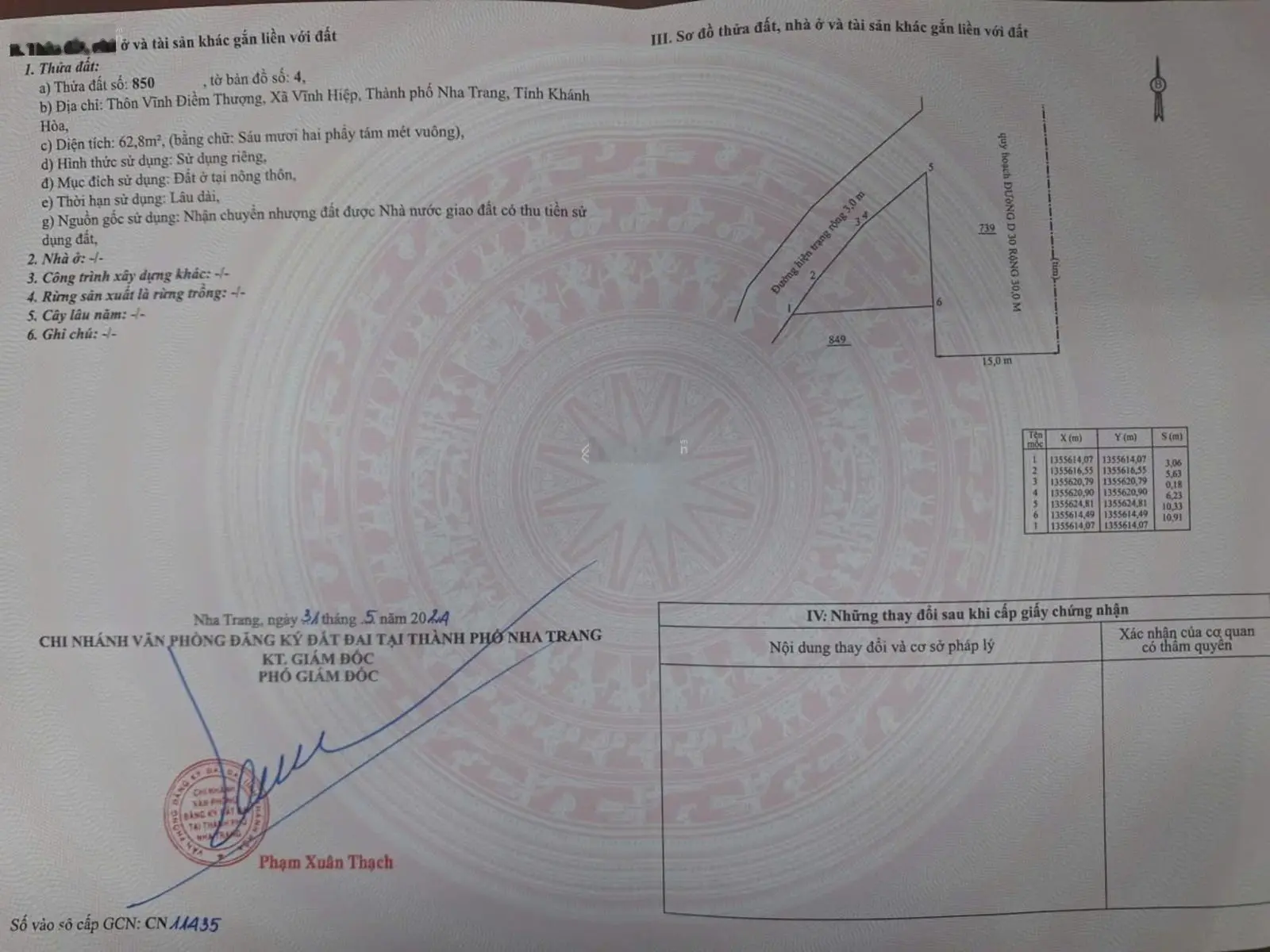 Bán lô đất đường D30 Nha Trang (đường rộng 30m) Ngang mặt tiền đường 10.3m Giá 2.9 tỷ