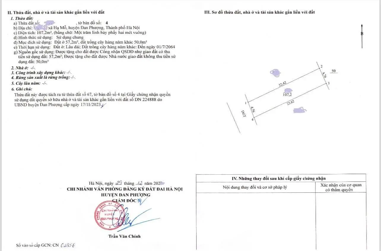 Bán 107m2, ba ô liền nhau, mặt đường Ô Diên, xã Hạ Mỗ, H. Đan Phượng, giá 3,7 tỷ