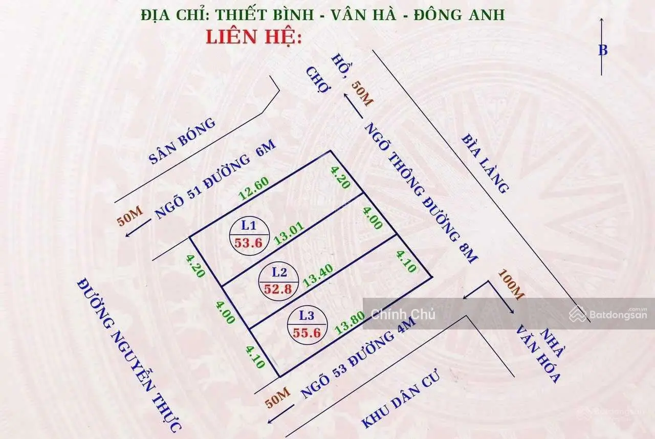 Bán đất lô góc 2MT sổ sẵn trung tâm Vân Hà - Đông Anh