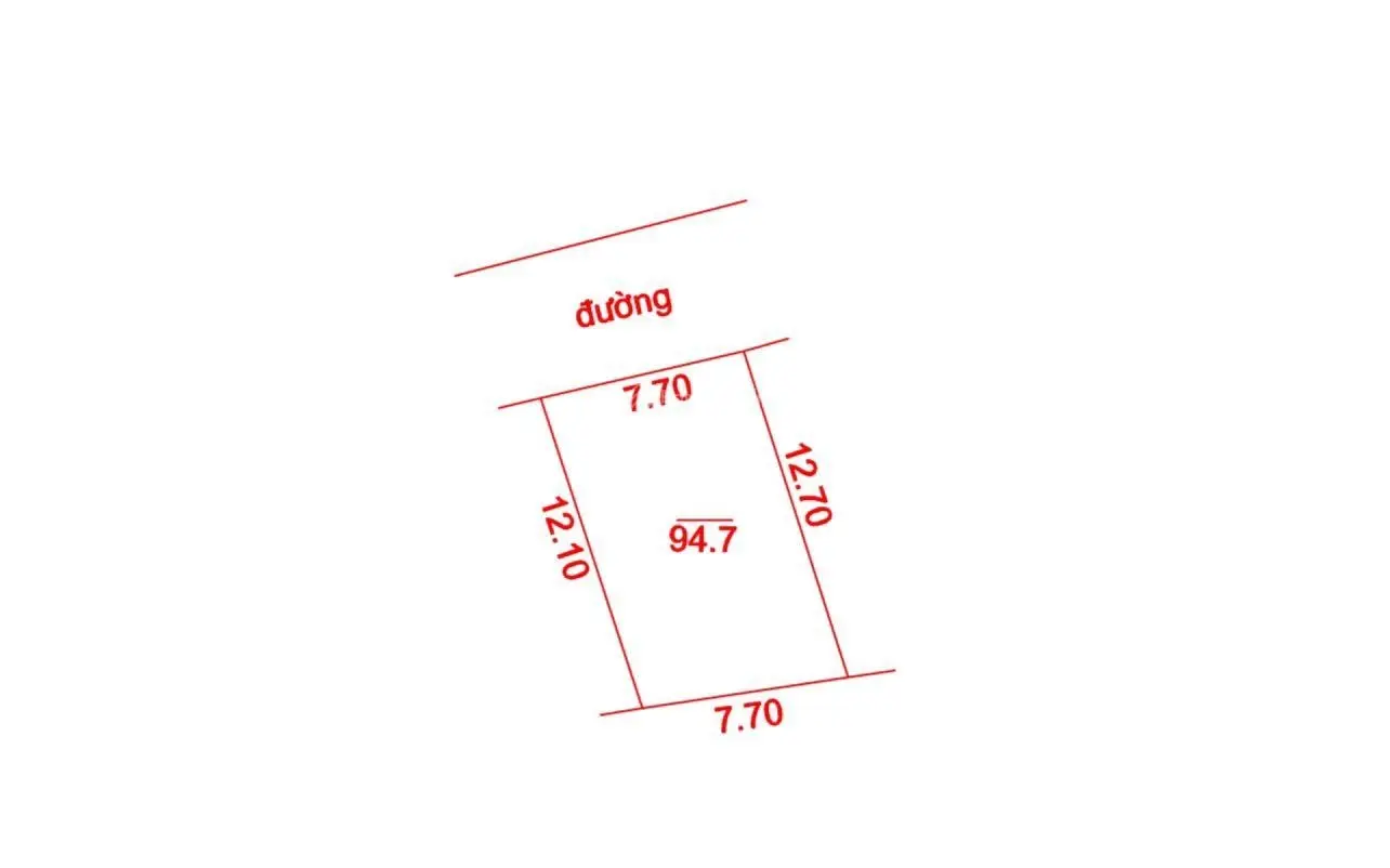 Chủ nhà gửi bán 94m2 Thắng Lợi, mặt tiền bằng hậu 7,7m, giá chỉ 24tr/m2