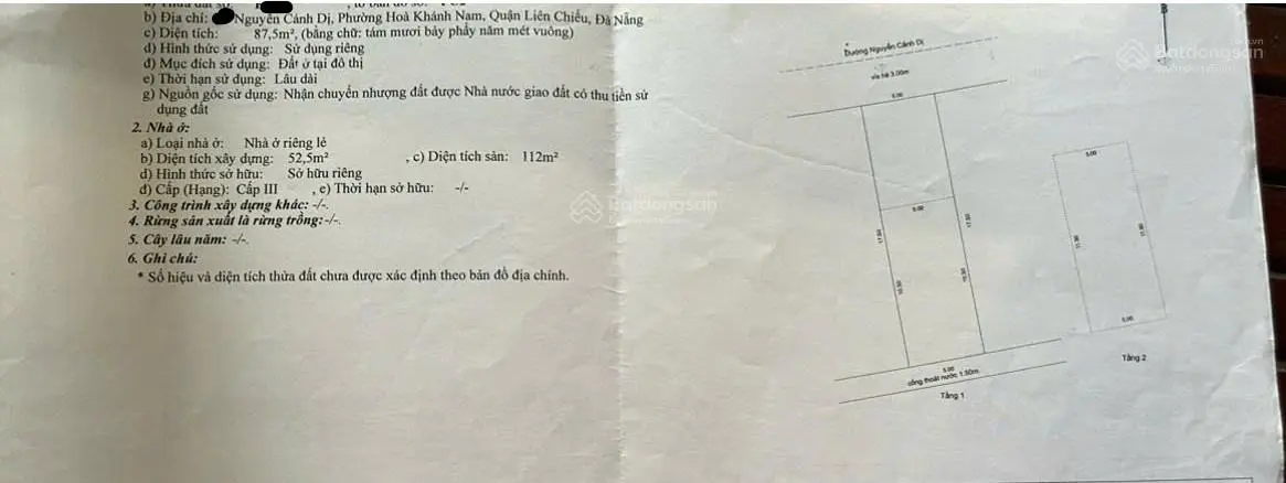 Chính chủ bán nhà 2 tầng MT nguyễn Cảnh Dị, Quận Liên Chiểu, Đà Nẵng