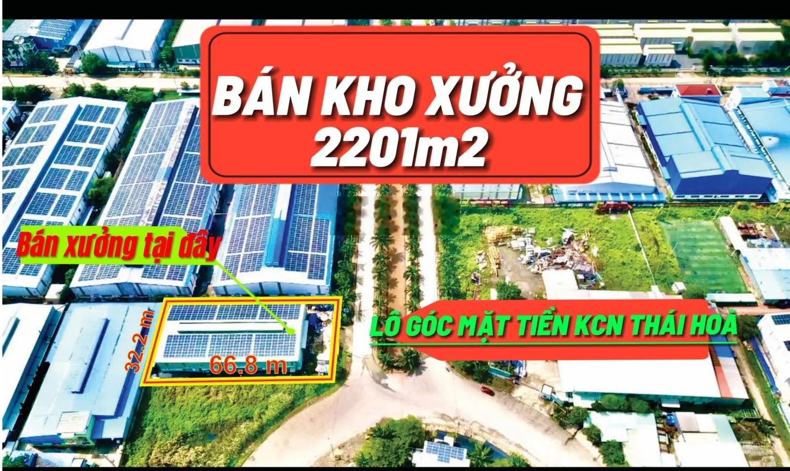 Bán kho xưởng lô góc mặt tiền đường tỉnh lộ 823b diện tích 2201m trong khu công nghiệp thái hoà