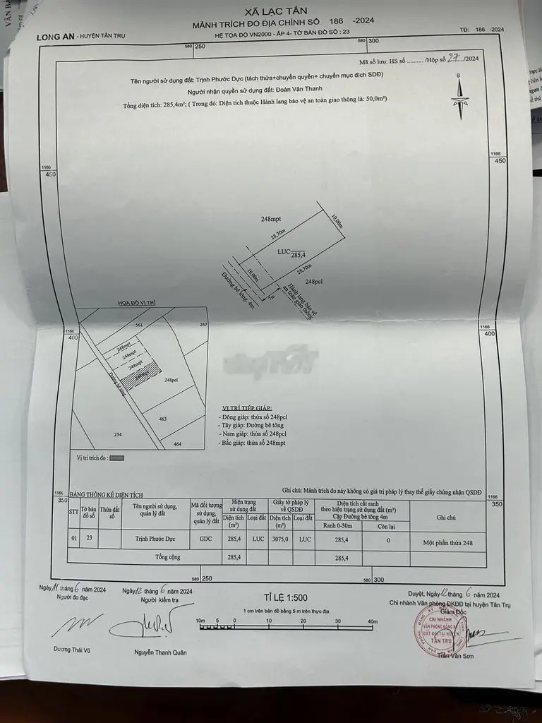 Tôi bán lô thổ 5x29, giá 469tr TL, tại Lạc Tấn, Tân Trụ, Long An.