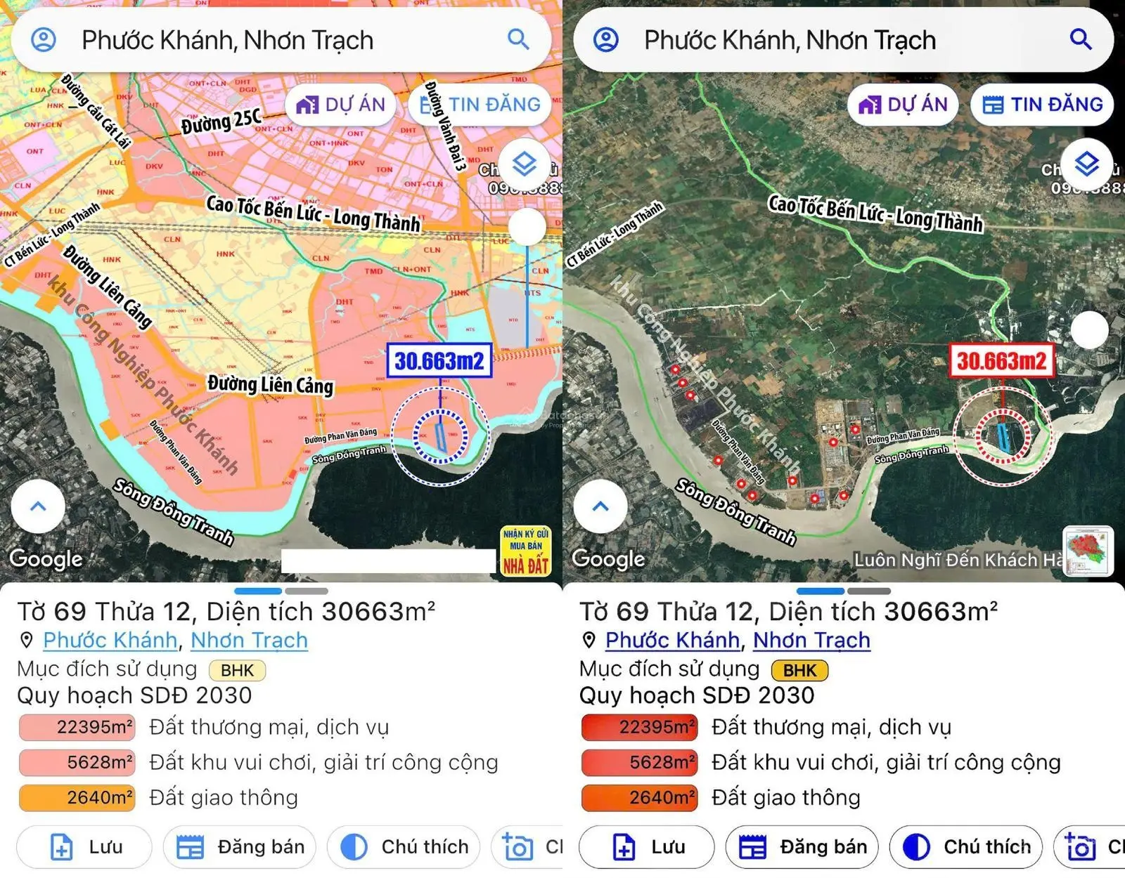 Bán 30.663m2 đất MT đường Phan Văn Đáng và mặt sông Đồng Tranh xã Phước Khánh, huyện Nhơn Trạch