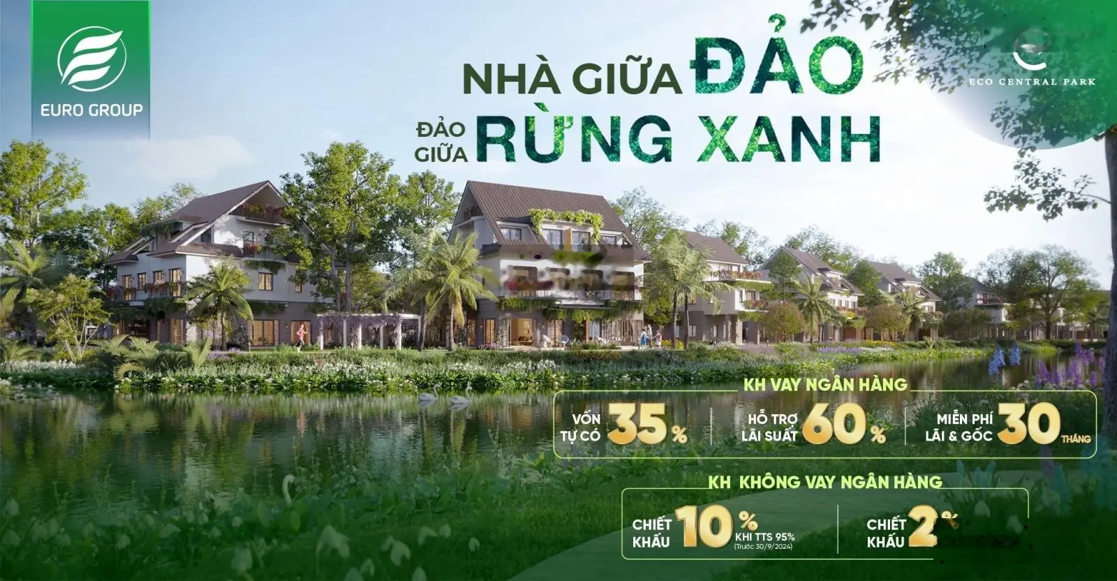 Căn góc biệt thự đảo hướng Đông Nam - Eco Central Park. CK 10% - HTLS 30 tháng. Chỉ từ 12 tỷ