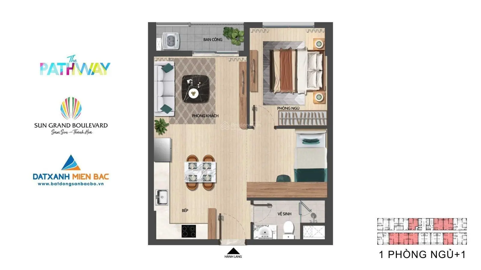 Bán căn hộ P1-515 -2.8 tỷ -54 m2 tại dự án Sun The Pathway