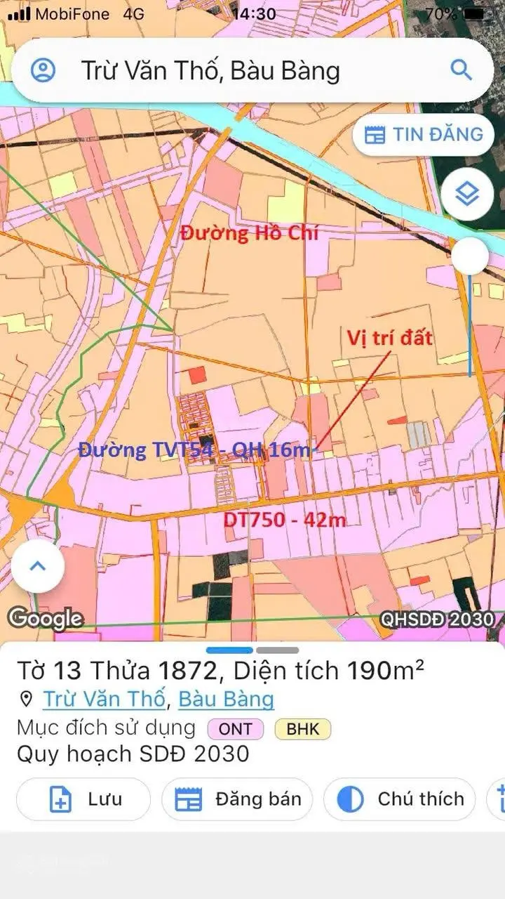 Cần bán gấp giá sốc lô đất ngay đường DT750 Bàu Bàng Bình Dương, DT 186m2 giá chỉ 789tr quá rẻ