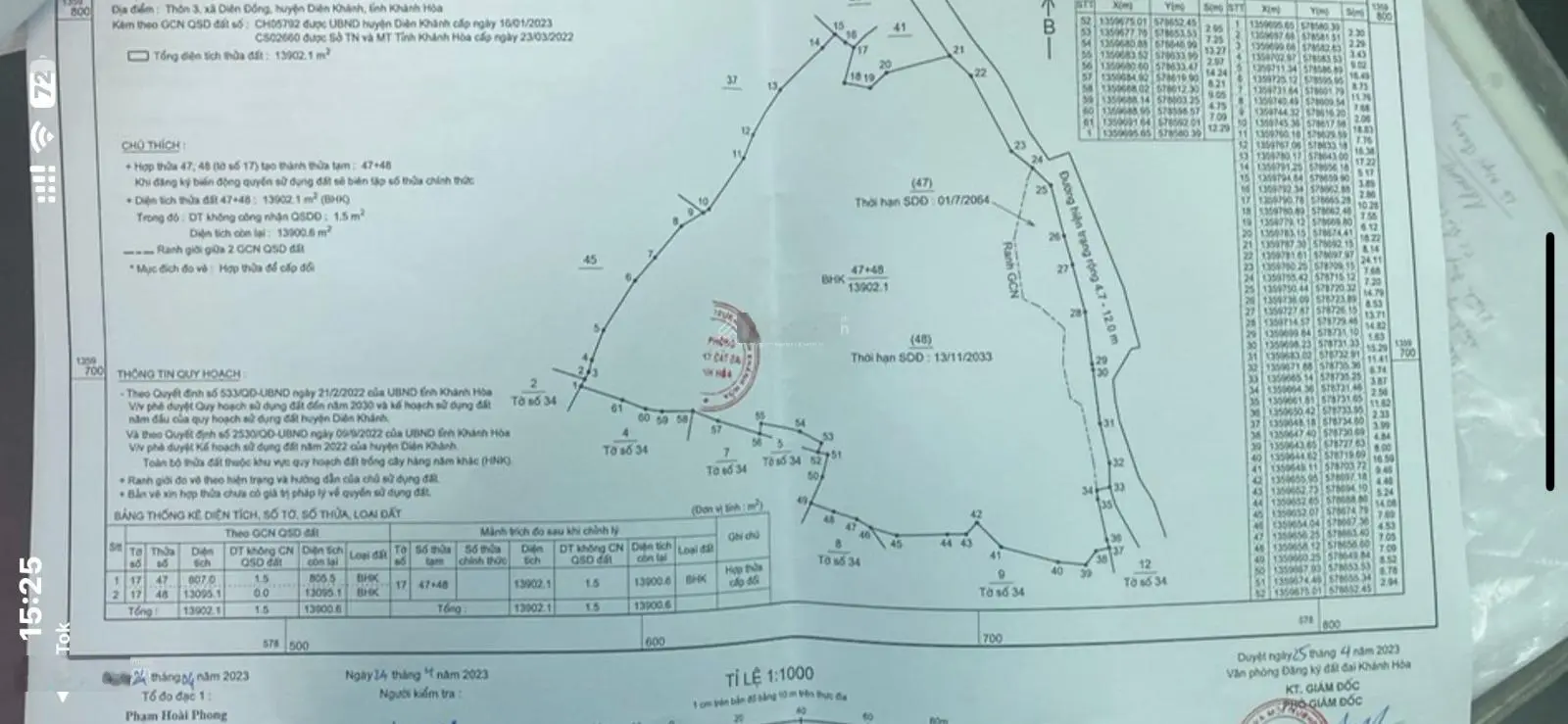 1.39ha Diên Đồng, Diên khánh, giá chỉ 470k/m2, đường betong 5m QH 13m, ngang 150m call 0904 240 ***