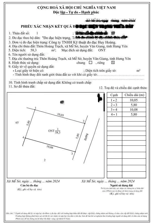 BÁN ĐẤT THỔ CƯ 58M2 NGÕ Ô TÔ GIÁP GIÃN DÂN HOÀNG TRẠCH GẦN VÀNH ĐAI 4 MẶT TIỀN RỘNG GẦN 6M