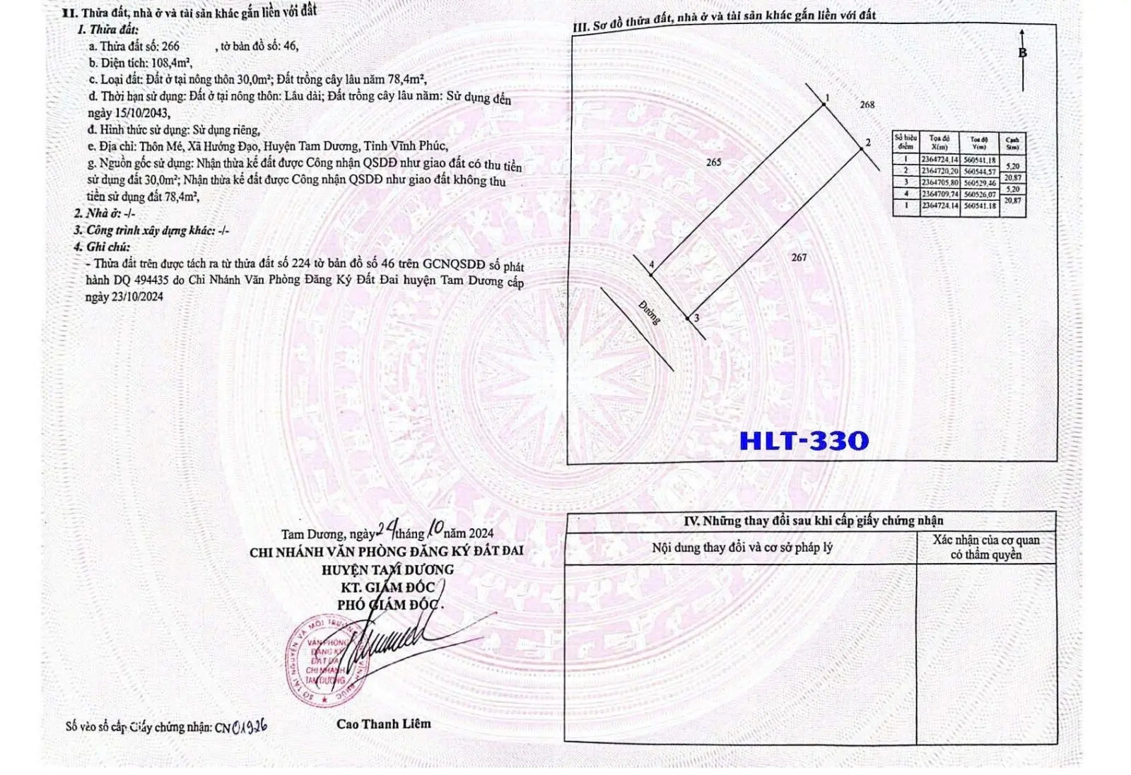 11 lô F0 tại thôn Mé Hướng Đạo Tam Dương sát KCN, đường 6m, gần các tiện ích giá 8xxtr/lô