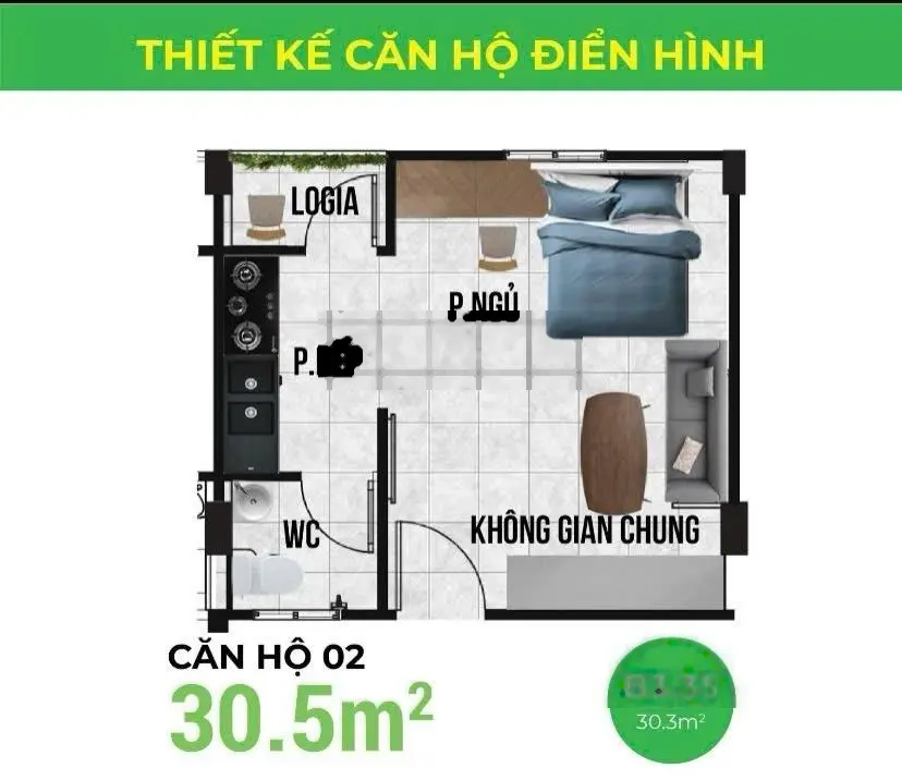 Bán căn 2 phòng ngủ chung cư Bắc Kỳ, Yên Phong, Bắc Ninh