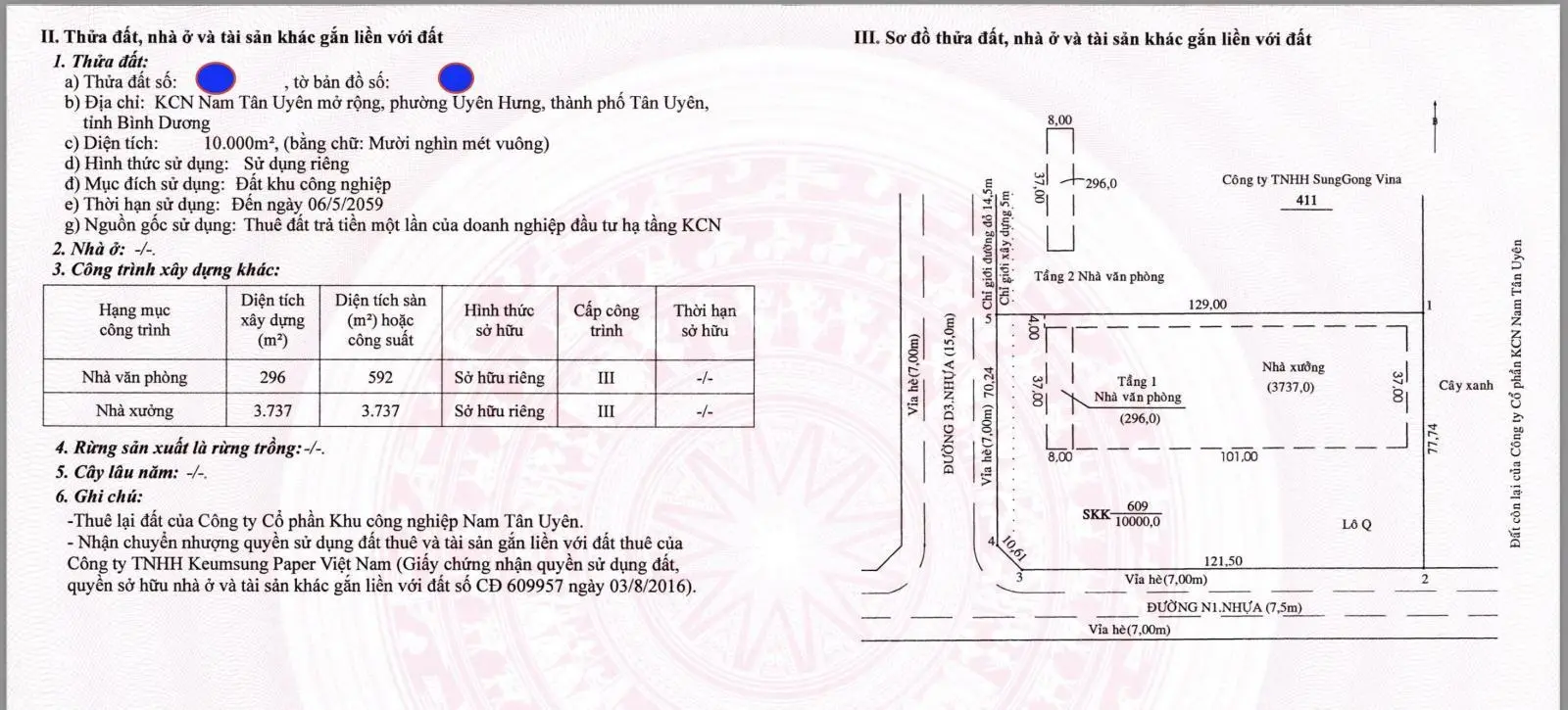 Bán đất trong KCN Nam Tân Uyên mở rộng 10.000m2