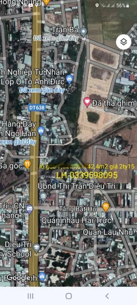 Bán Lô góc NGỘP RẺ143m2 (2tỷ050) sát đường TRẦN BÁ, TT DIÊU TRÌ