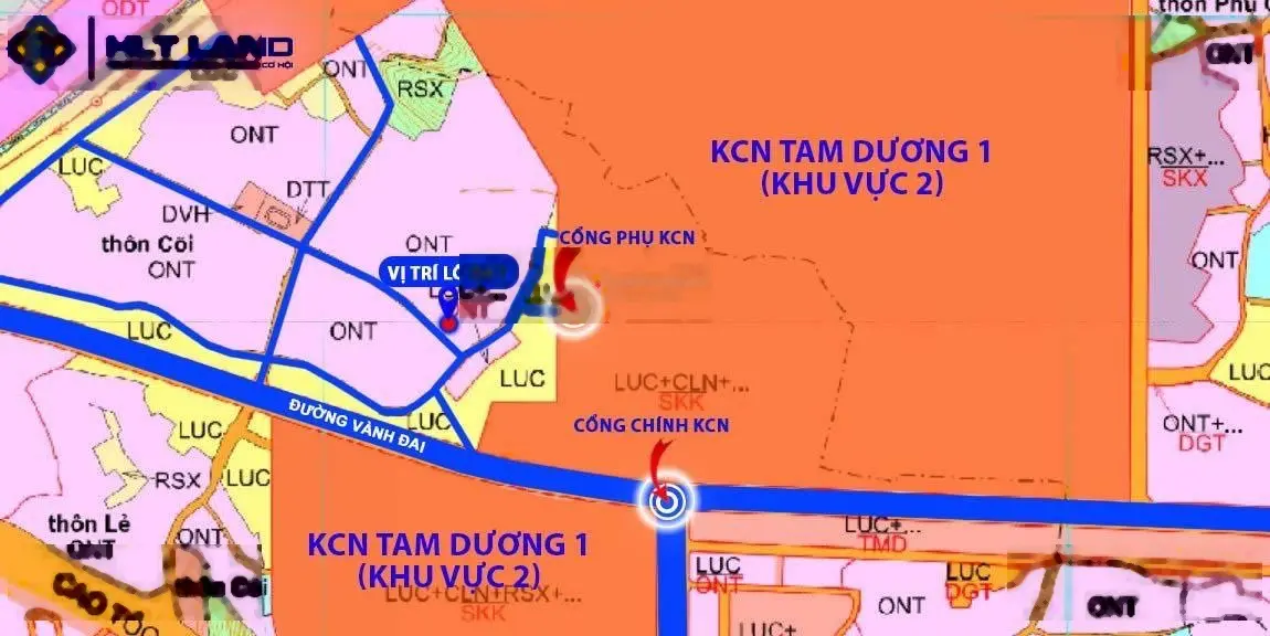 Bán 5 lô đất tại cổng khu công nghiệp Tam Dương, Vĩnh Phúc. Diện tích 143m2