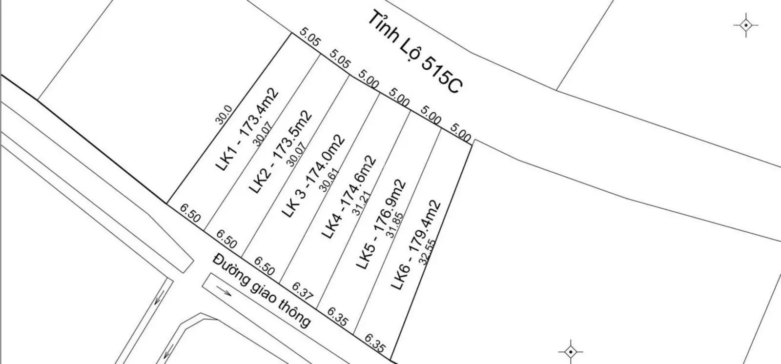 Duy nhất lô đất thổ cư 5*32m mặt tiền Tỉnh Lộ 515C: đường 12m, hè 3m giá F0