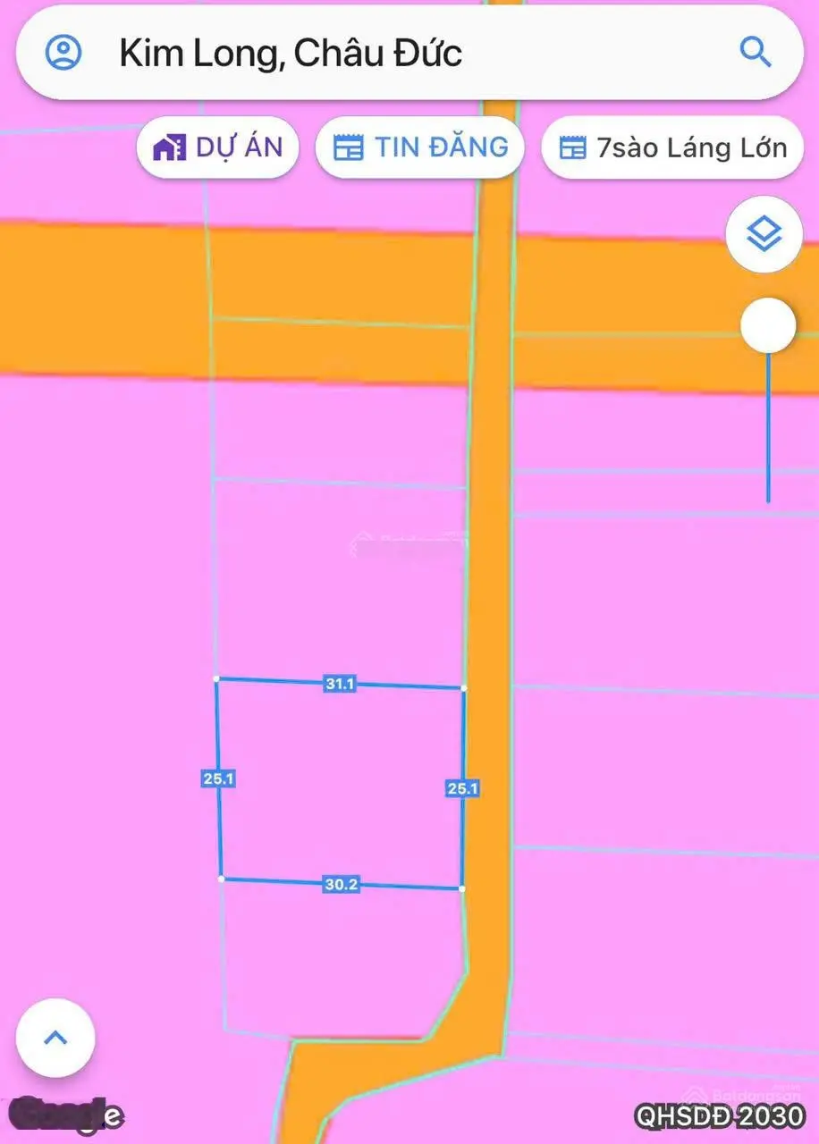 Bán 25x30m có 100m2TC đất Kim Long, huyện Châu Đức, BRVT